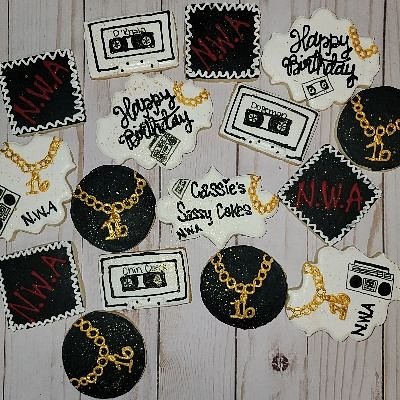 1 Dz Fully Decorated Cookies (4 Designs, 4 Colors)