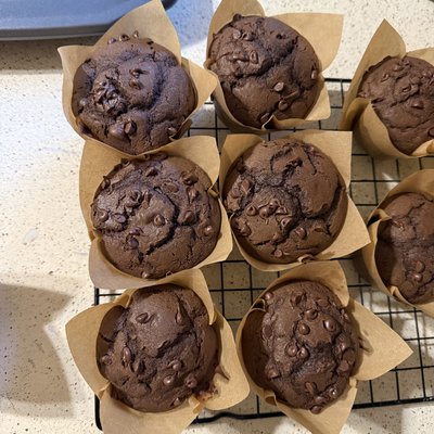 Double Chocolate Sourdough Muffins 