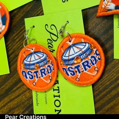 Astros License Fabric Jewelry- Fabric-Astrodome shape Round-Thread Color Orange 