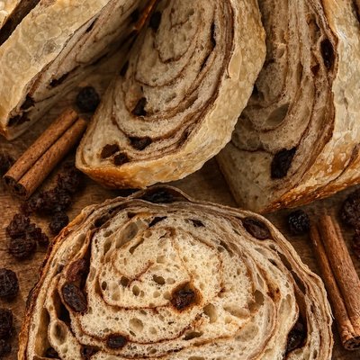 Soft Sourdough Cinnamon Raisin Swirl