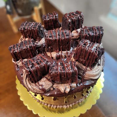 Temptress Fudge Fantasy (3 layers of brownie cake) Topped W Brownies