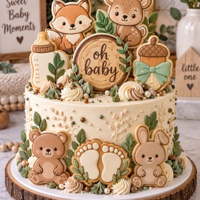 Oh Baby Shower Celebration Cake With Cookies