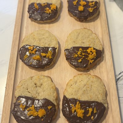 Chocolate Dipped Orange Shortbread Cookie