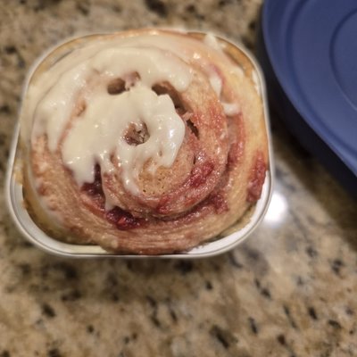 Jumbo Raspberry Roll With Cream Cheese Frosting 