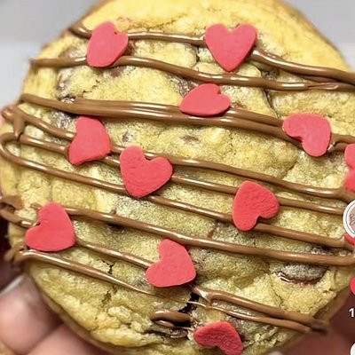 valentine's day feature - choc drizzled choc chip cookie 