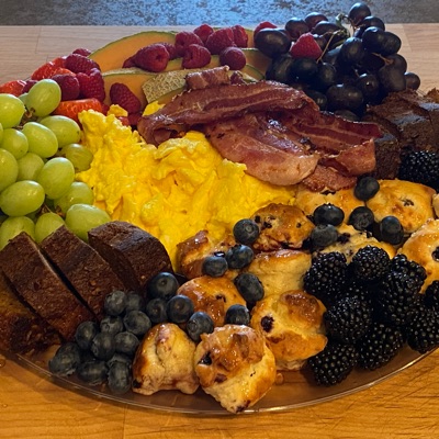 Small  Brunch Platter Choose 1 From Each - Eggs Option, Meat Options, Baked Goods, Seasonal Fruits & Veggies,dips& Spreads
