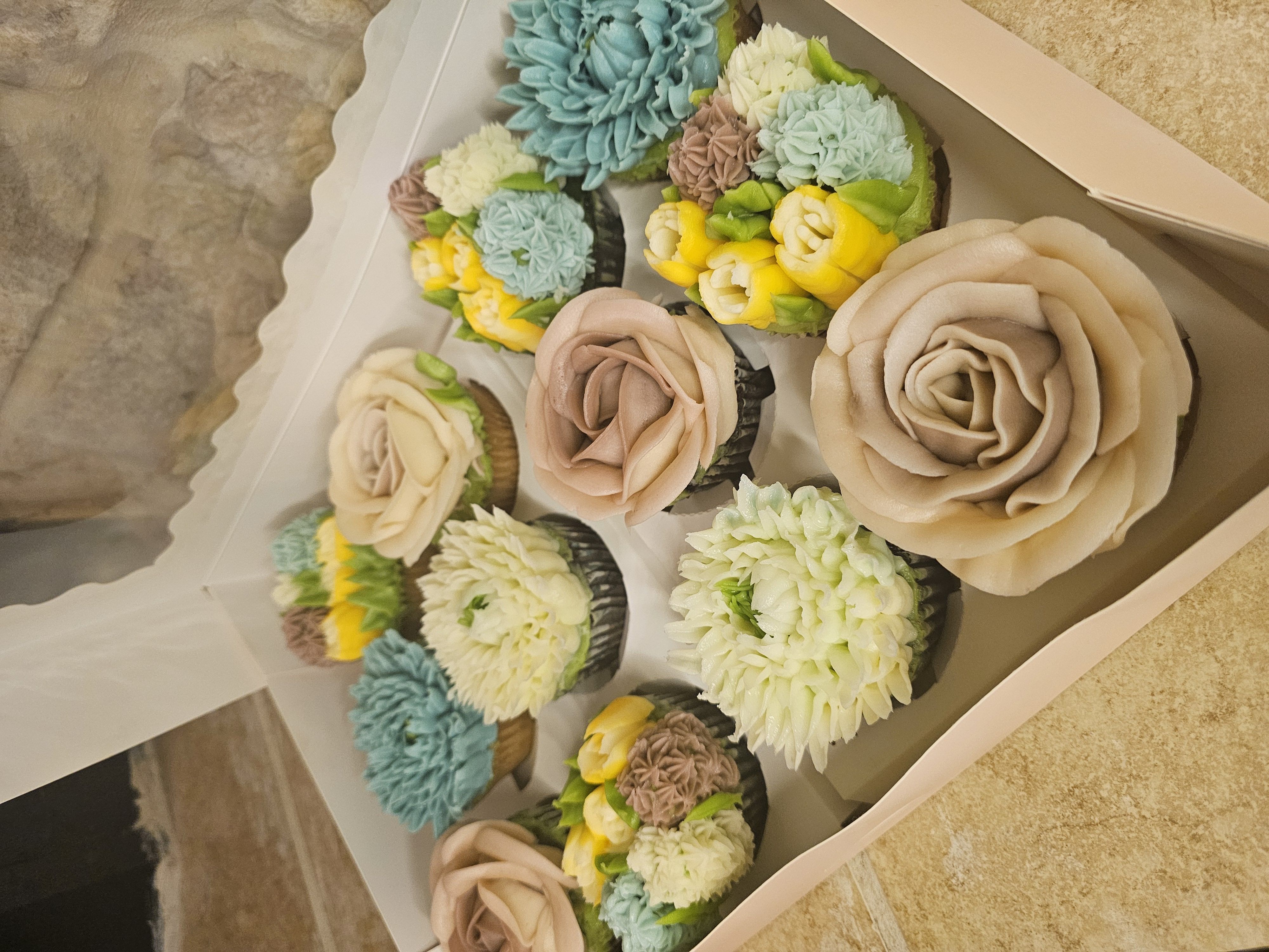 A Dozen Floral Cupcakes