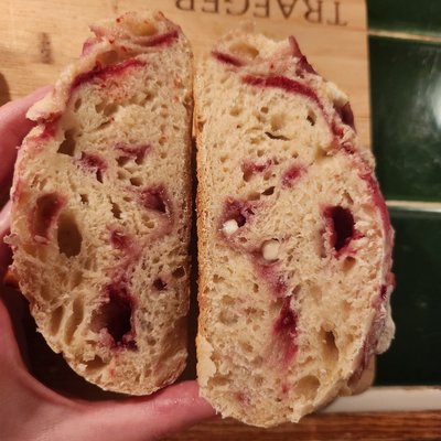 Raspberry White Chocolate Sourdough Loaf 