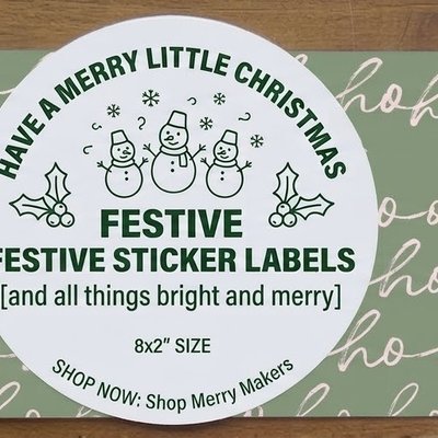 Christmas trees - Green 8”x2” Label Sticker - 14 Stickers 
