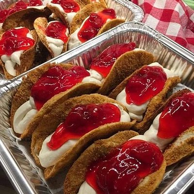 Fruit Topped Cheesecake Tacos ( Please Indicate Topping Preference) 