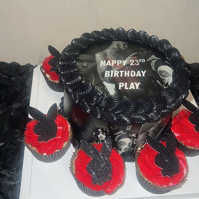 6 Inch Round Cake With Cupcakes