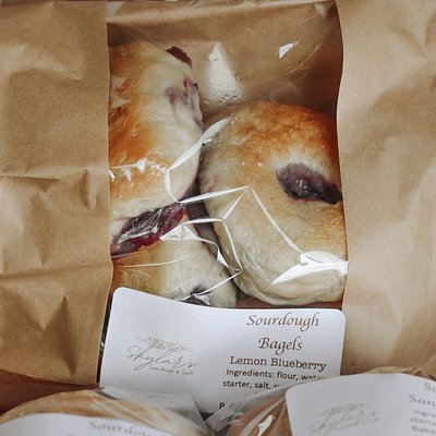 Sourdough Lemon Blueberry Bagels