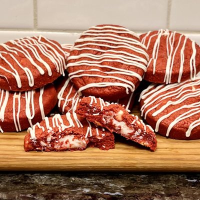2 oz Red Velvet Cream Cheese Stuffed Cookie - One Dozen