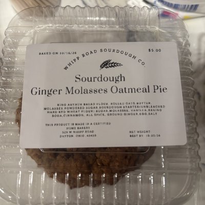 ginger molassses oat cream pie 