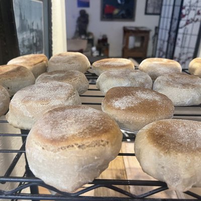 “Jumbo” Sourdough English Muffins 