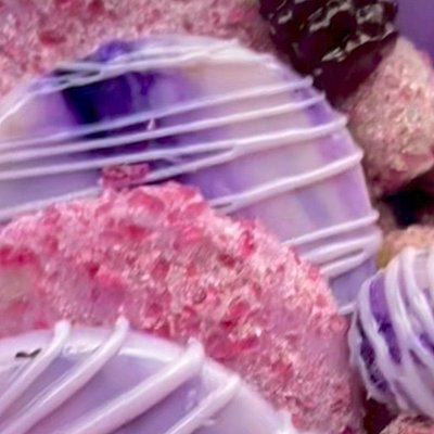 Grape Soda Flavored Candied Pineapples & Grapes with a Grape Jolly Rancher Topping 