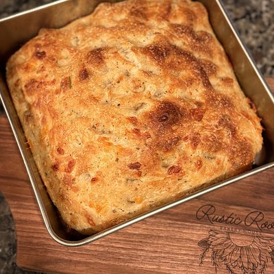 Italian Herb + Cheese Sourdough Focaccia Bread 
