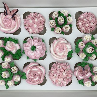 Dozen Floral Cupcakes