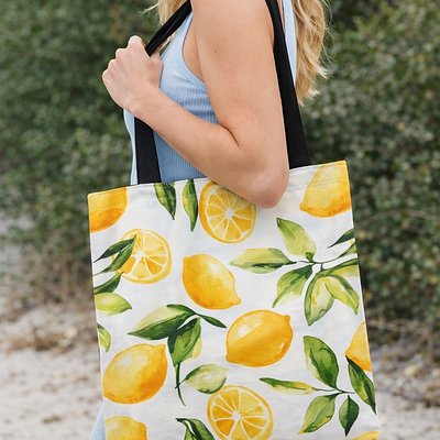 Lemon Watercolour Market Bag