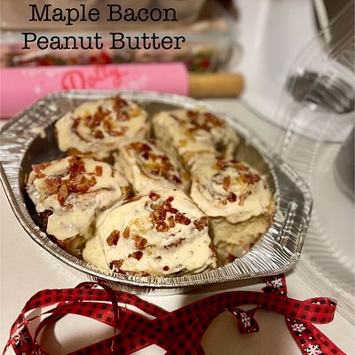 Maple Bacon Peanut Butter Cinnamon Rolls
