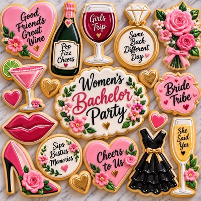 Women Bachelor Party Sugar Cookies Set