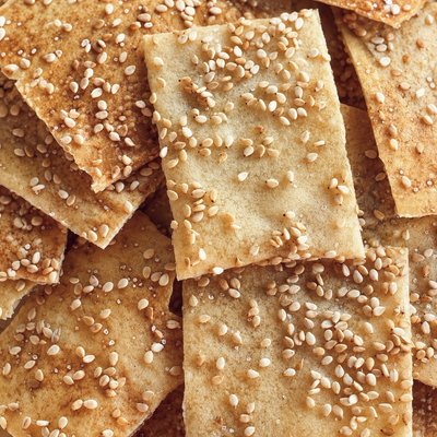 Salted Sesame Sourdough Crackers 