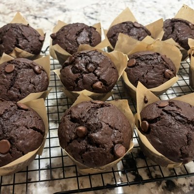 Double Chocolate Sourdough Muffins