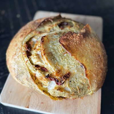 Pesto Sun-dried Tomato Parmesan Loaf