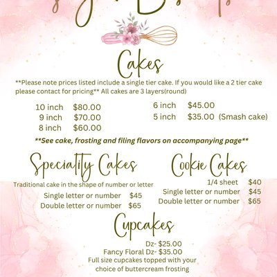 Price List Cakes 