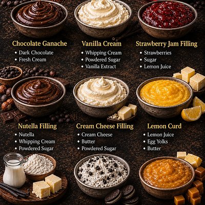 Cake Flavors & Filling Types & Buttercream Pairings 