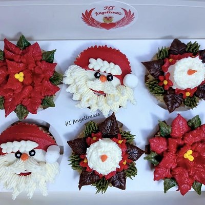 6 Cupcake Box.               (Christmas Theme ) 