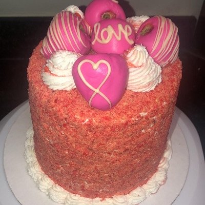 Strawberry Crunch Cake w/ Berries On Top