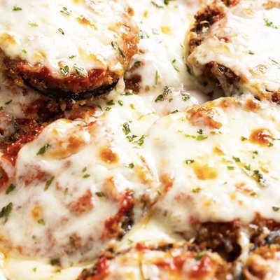 Eggplant Parm Over Penne Pasta