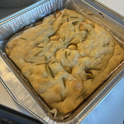 Rosemary And Roasted Garlic Sourdough Focaccia