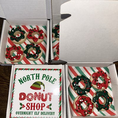 ELF DELIVERY - North Pole Donut Cookies with box