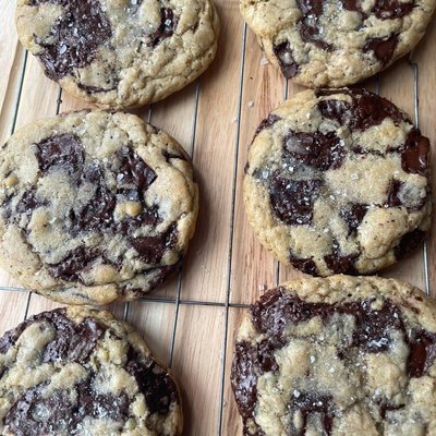 Sourdough Brown Butter Dark Chocolate Sea Salt Cookies