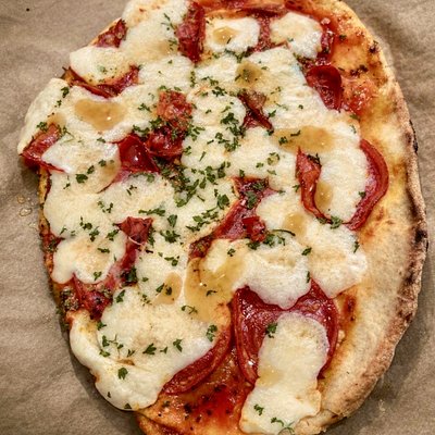 Hot Honey Turkey Pepperoni Flatbread