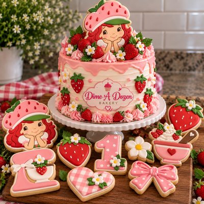 Strawberry Shortcake Celebration Cake With Cookies