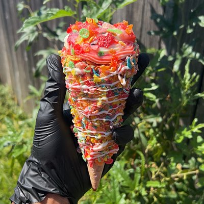 Fruity Pebble Cheesecake Cone