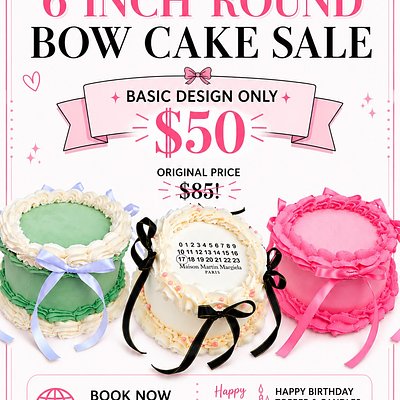 6inch Round Bow Cake 