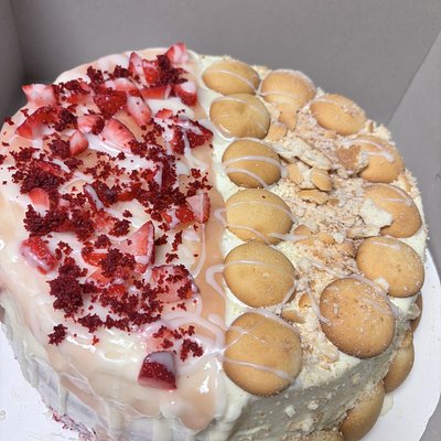 Half/half Banana Pudding Red Velvet Cheesecake