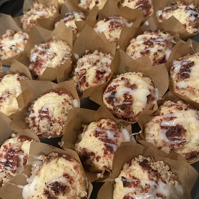 Dozen Mini Sourdough Strawberry Cheesecake Muffins