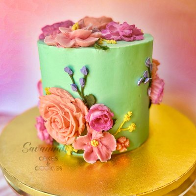 Custom Round Buttercream Floral Cake (6”, 8”, 10” Options)