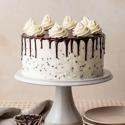 Chocolate Chip Cake with Ganache Drip 12-16 Servings 