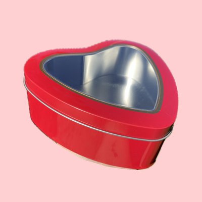 Small Red Heart Tin w/ Window 