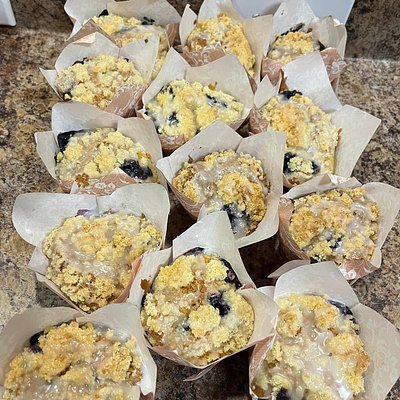 Blueberry Streusel With Lemon Glaze Muffins 
