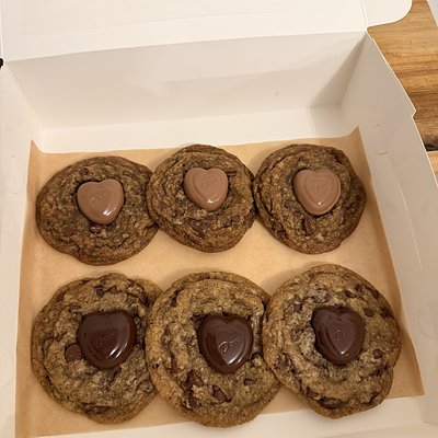 Valentine’s Brown Butter Chocolate Chip Cookies with Dove® Chocolate Hearts