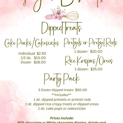 Price List Dipped Treats 