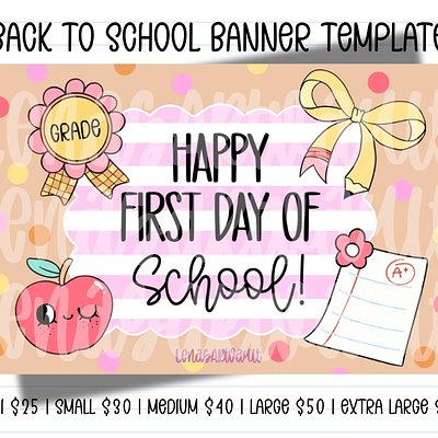 Preppy Girly Back To School Painted Banner