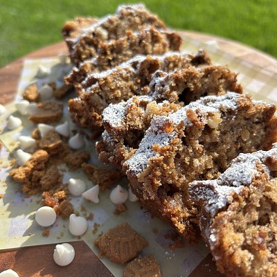 White Chip Biscoff Banana Bread Loaf